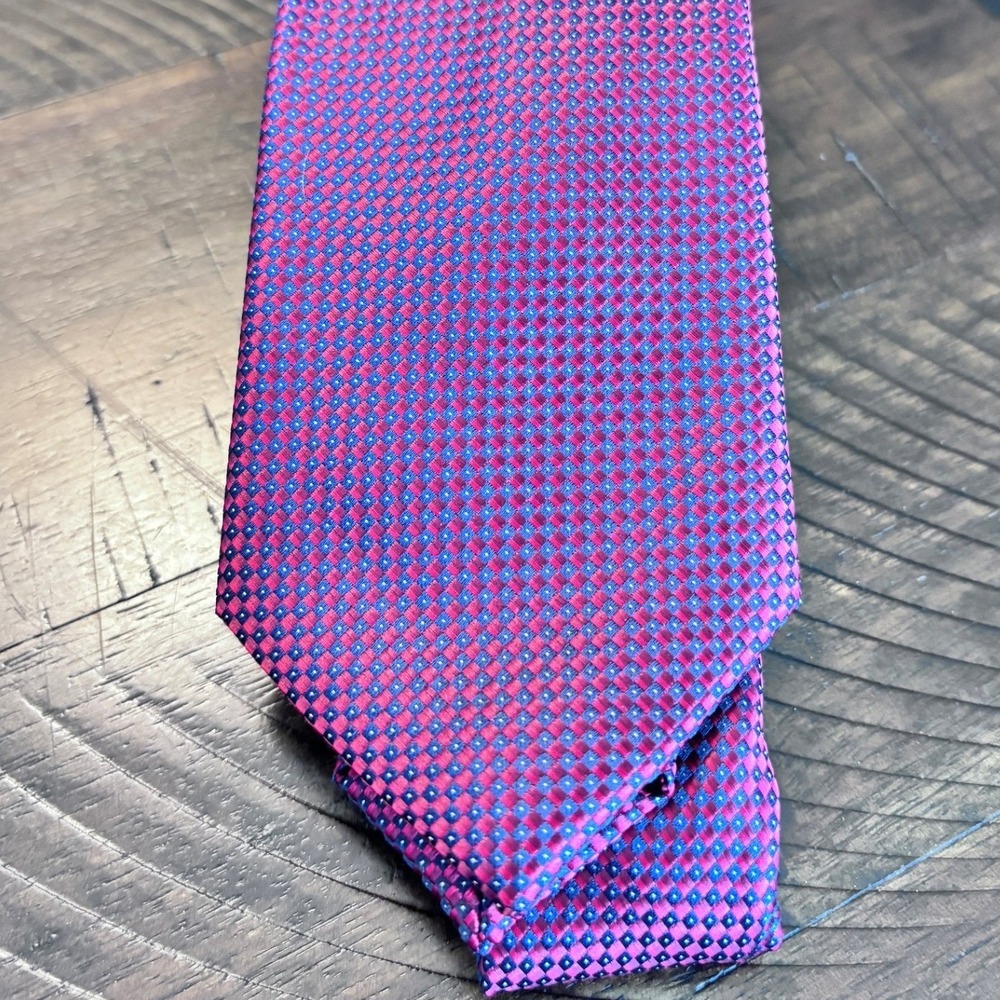 NWT Savile‎ Row Company London Necktie Mens Red Purple Geometric Dress Business